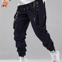 Fashion Men's Casual Techwear Drawstring Multi Flap Pockets Cargo Pants Hip hop Joggers Pant