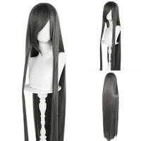 Synthetic 46Inch Black Straight Extra Long Stylish and Versatile Anime Cosplay Wig With Bangs For Daily Party Wear Wig Fashion