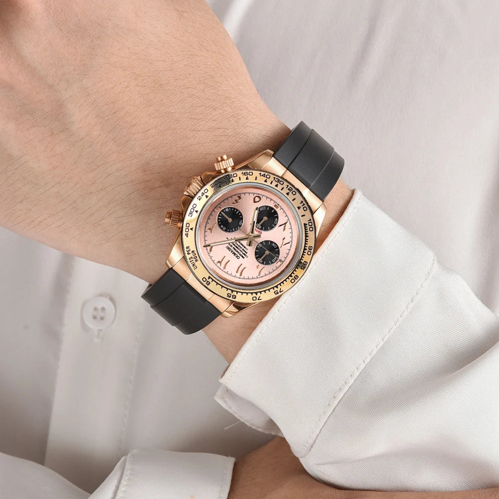 39.3mm VK63 Men's watch Arabian Dial customized Men's watch Luxury Quartz watch man VK63 Sport Chronograph Sapphire Glass watch