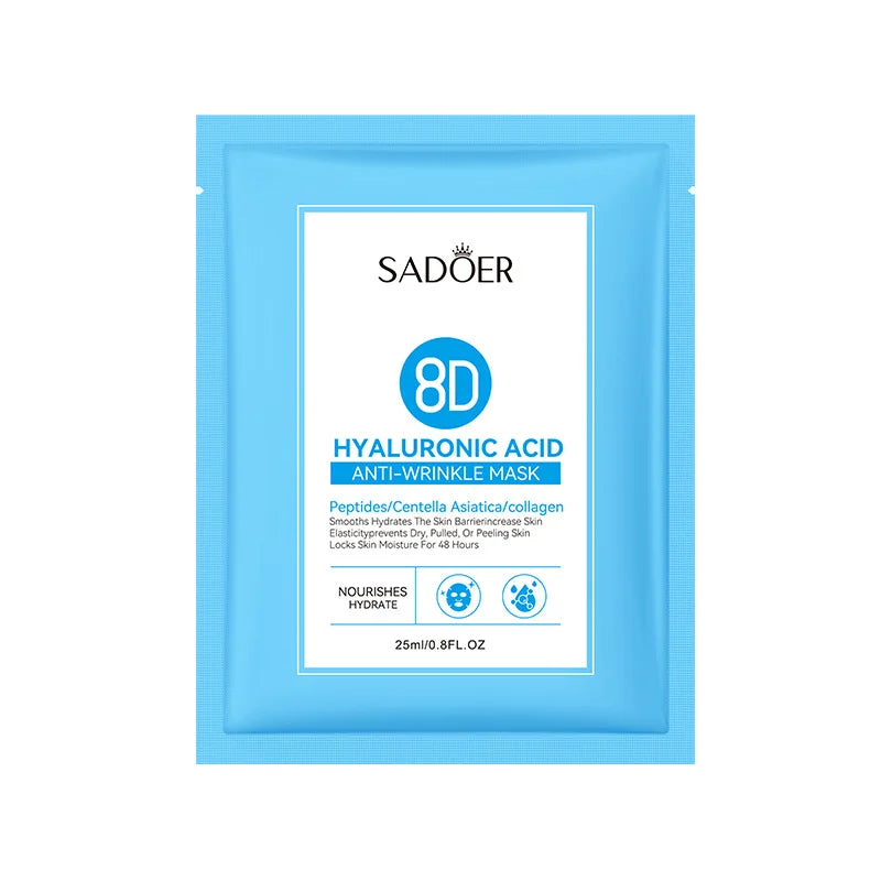 5pcs SADOER 8D Hyaluronic Acid Face Mask Anti Wrinkle Facial Moisturizing Nourishing Firming Hydrating Facial Mask Skin Care