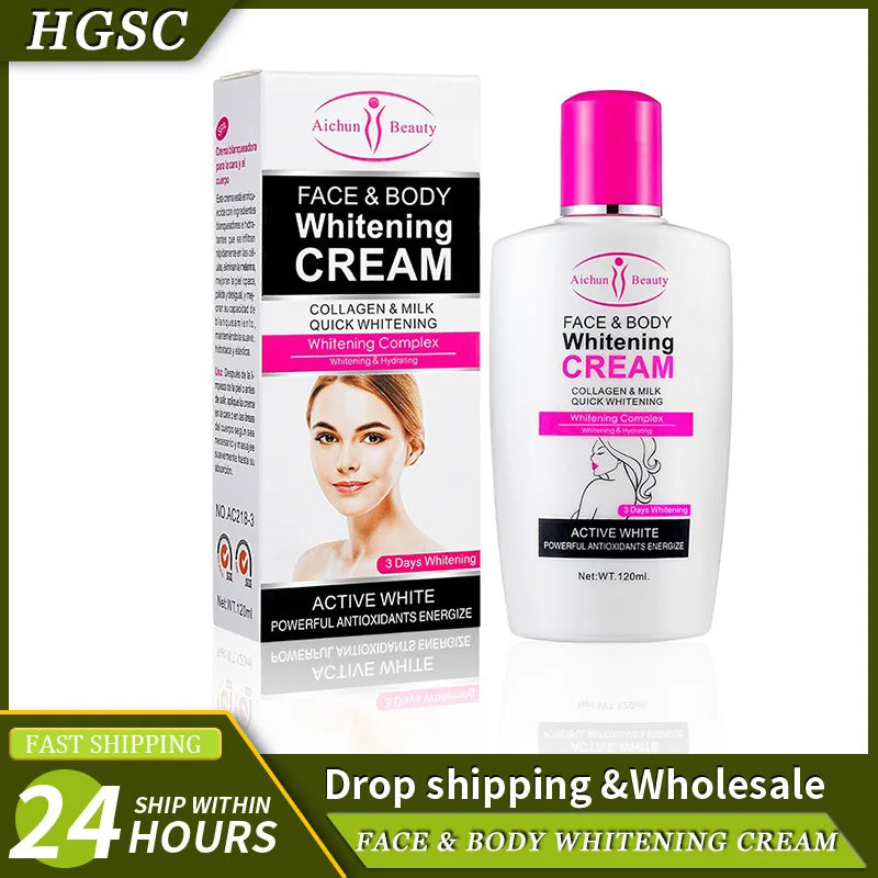 Body Lotion Whitening Moisturizing Dark Skin Bleaching Collagen Milk Face Body Cream Skin Care Body Leg Arm Lightening Smooth