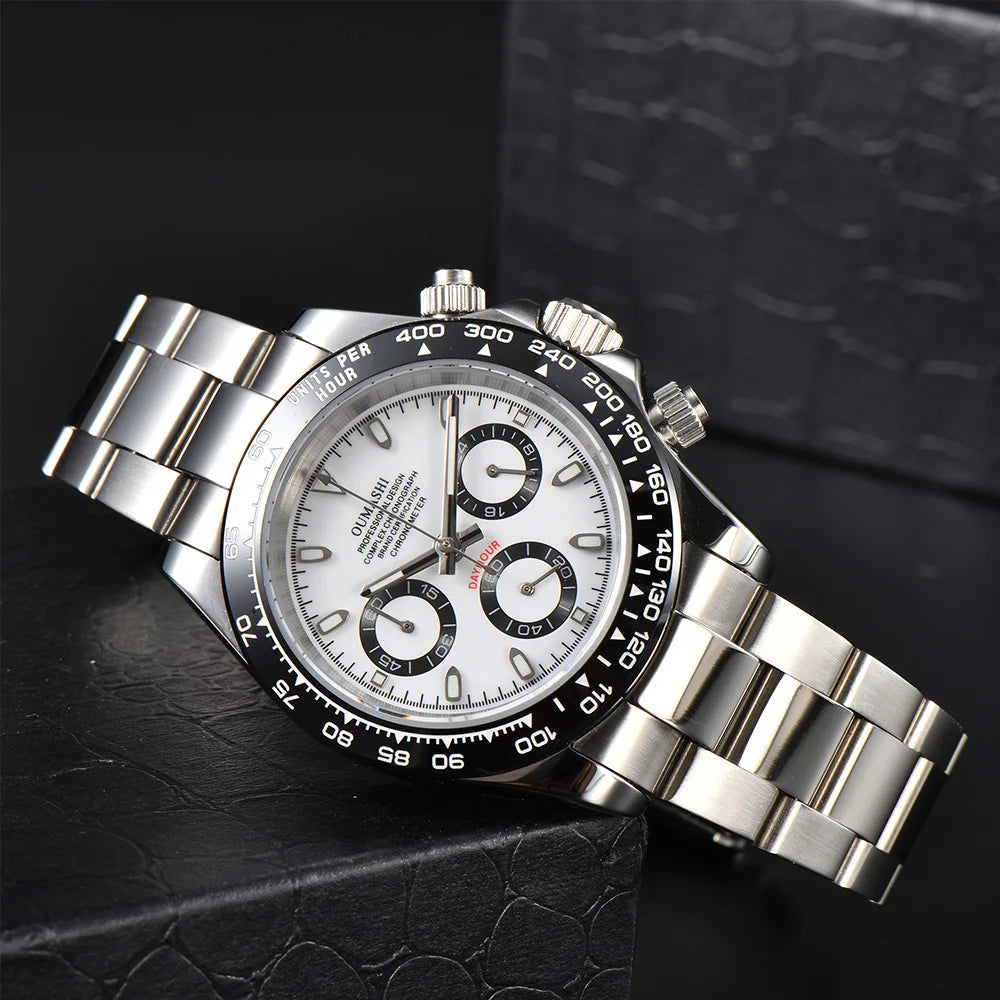 OUMASHI VK63 Man luxury panda watches Sports Quartz Watch Sapphire Stainless Steel Waterproof  Chronometer for vk63 Movement