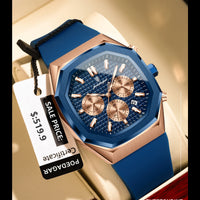 POEDAGAR Business Watch For Men Waterproof Luminous Chronograph Date Man Wristwatch Silicone Strap Quartz Men's Watches Male+Box