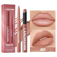 Integrated waterproof lipliner+lipstick lipstick lipstick set,no smudge,no fade,no cup,durable,easy to create a perfect makeup!