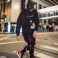 Cool Black Hip Hop Cargo Pants Gothic High Srteet Sweatpants With Pockets Korean High Wast Casual Outwear Pants Men Streetwear