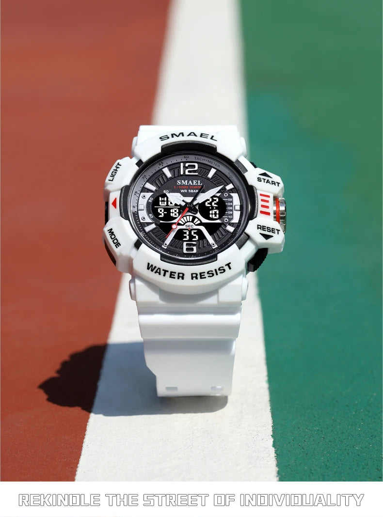 SMAEL Sport Watch for Men Waterproof Wristwatches Student Dual Display Digital Multi-function Stopwatch Clocks 8065 Male Watches
