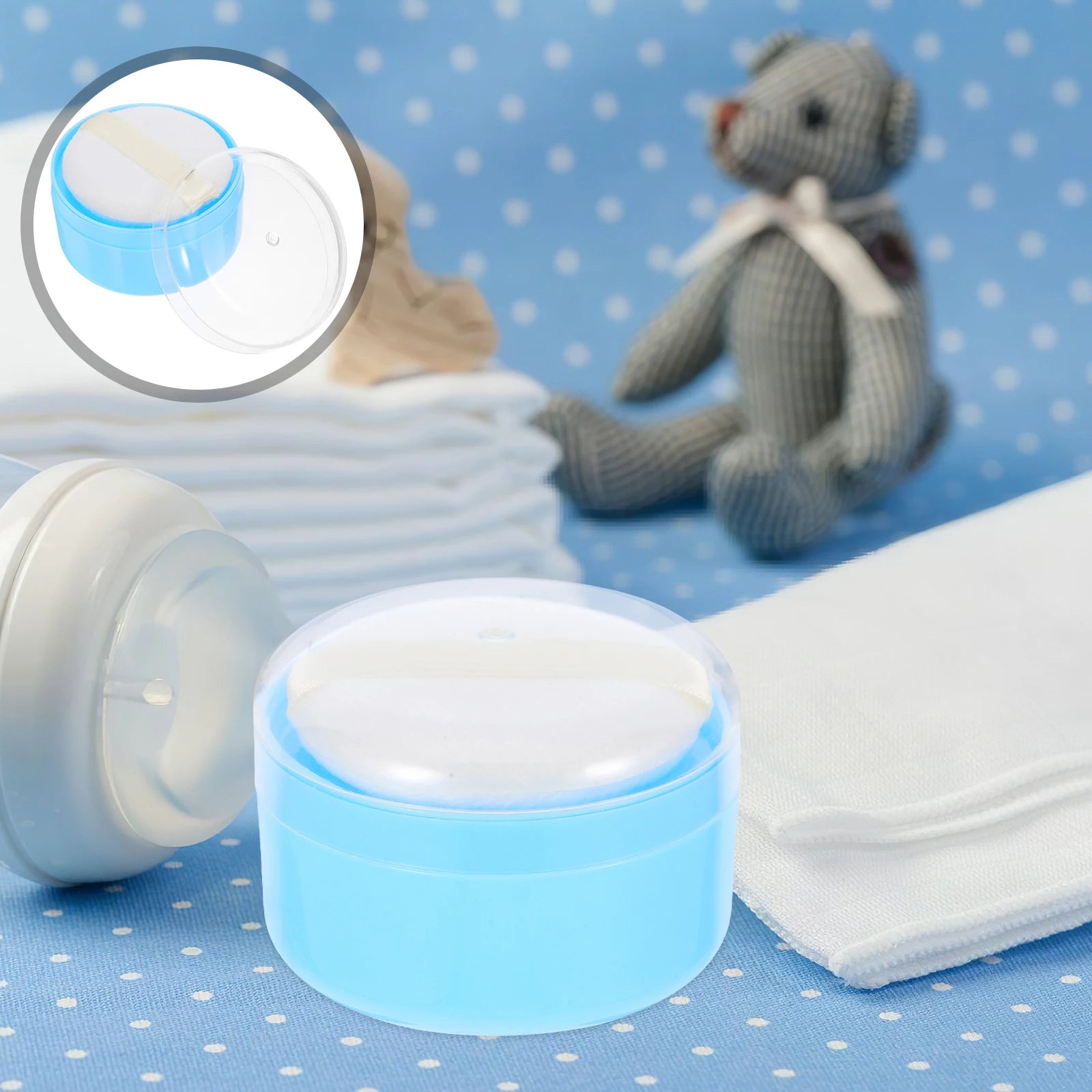 Portable Powder Box Cans Talc Talcum Skincare Baby Toiletries Puff Container Infants Skin Care Powder Box for Home Daily Use