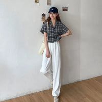 High Waist Draped Suit Pants for plus Size Women Spring Autumn Design Sensation Floor Length Casual Straight Wide Leg Long Pants