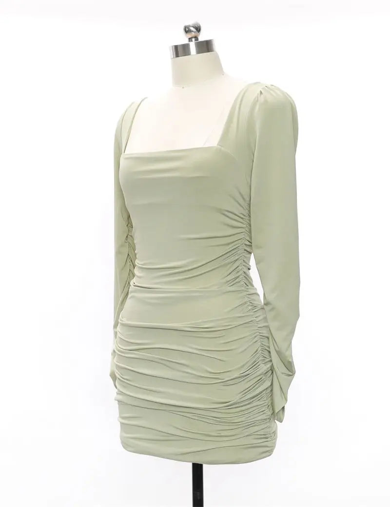 DIWU Women Sexy Autumn Long Sleeve Square Neck Bodycon Party Club Mini Dress 2022 Spring Autumn Clothes Dropshipping Streetwear