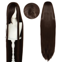 Synthetic 46Inch Black Straight Extra Long Stylish and Versatile Anime Cosplay Wig With Bangs For Daily Party Wear Wig Fashion