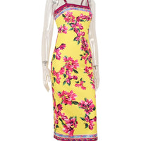 CNYISHE Flower Prints Camisoles Fashion Sheath Sexy Club Hot Girl Women Dresses Colorful Trendy Elegant Lady Female Bodycon