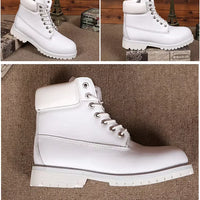 Unisex Leather Round Toe Thick Sole Safety Boots Casual Genuine Leather Quality Boots For Women Men