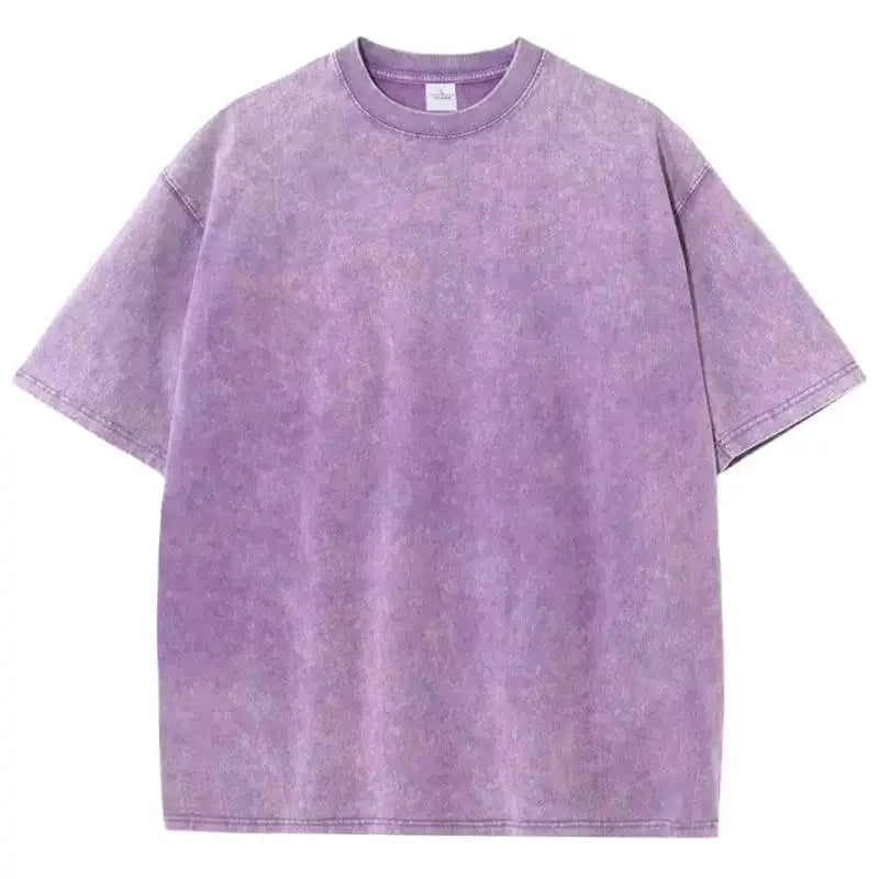 Summer men's washed T-shirt women's cotton loose round neck oversized T-shirt men's Korean Y2k top casual retro