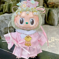 For 15/17cm Labubu Doll Accessories Labubu 3.0 Outfit Korean Traditional Style Dress Set with Hair Clip Doll Clothes