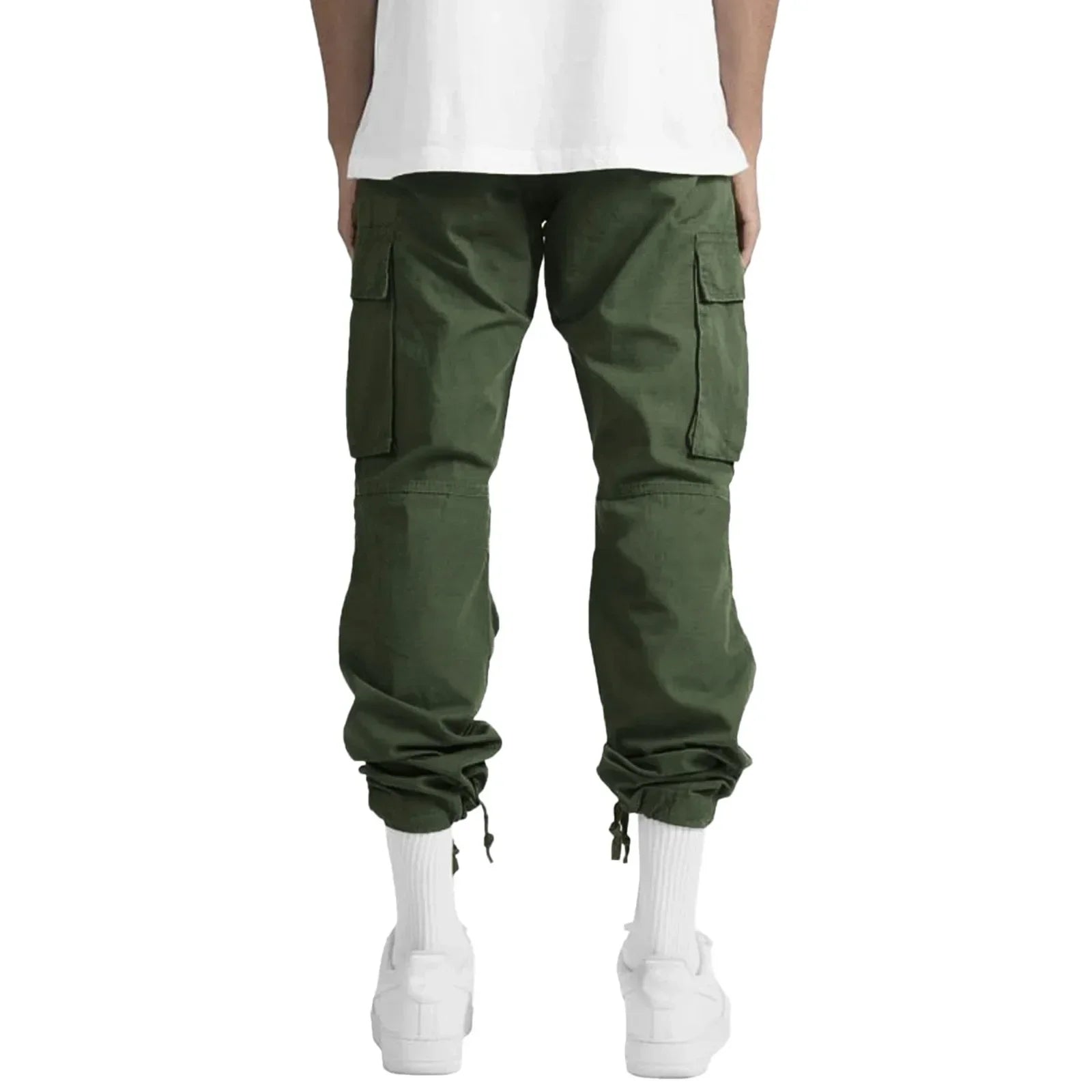 New 2025 Pocket Design Solid Cargo Pants Trousers for Men Full Length Casual Loose Drawstring Pockets Pants Male Cargo Pants 5XL