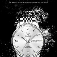 OLEVS Men's Watches Fashion Simple Calendar Week Luminous Waterproof  Steel Strap Man Watch Original Quartz Watches for Men 2929