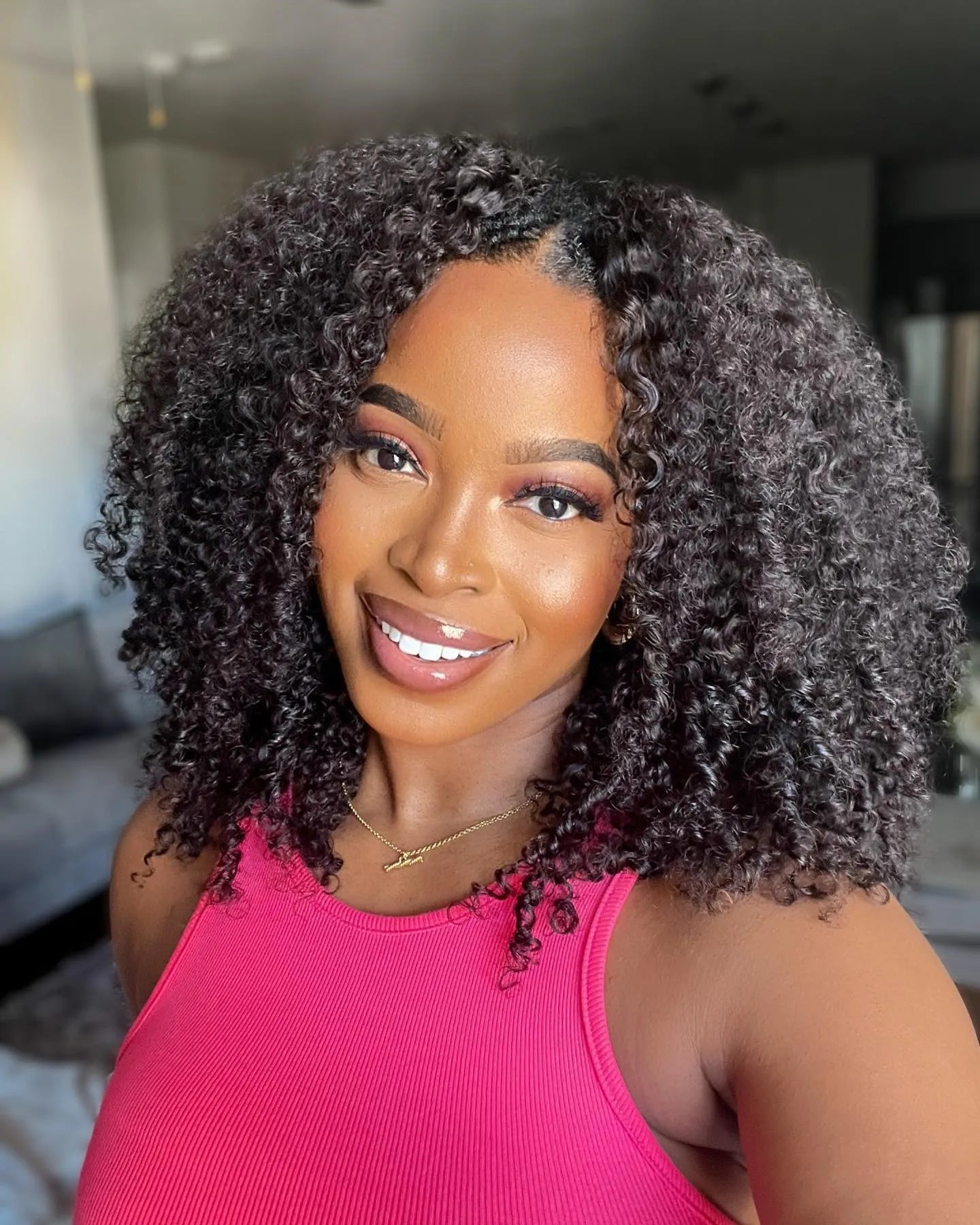Kinky Curly V Part Wig Human Hair No Leave Out Thin Part Malaysian Hair Wigs for Women 250 Density Afro Curly V/U Part Wig 100%