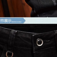 Fashion Trendy Slim Denim Jeans Men Distressed Ripped Holes Patches Spring Autumn Casual Design Korean Luxury Clothing Trousers