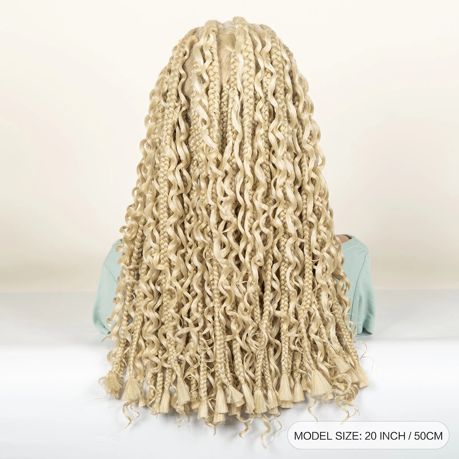 20inch Synthetic Cornrow Braided Wigs Half Braids Half Bohemian Wig 613# for Black Women Knotless Fashion Wig Sytlish