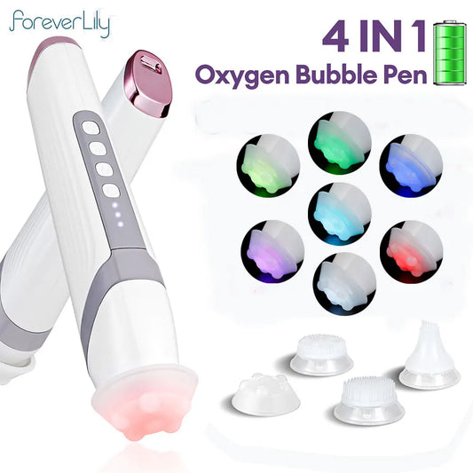 New CO2 Oxygen Bubble Pen 5 Gear Vibration Oxygen Bubble Beauty Tool Deep Cleansing Pores Exfoliate LED Photon Skin Care Machine