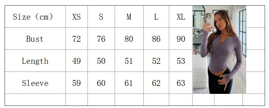 Womens V Neck Button Down Henley T Shirts Y2K Slim Fit Long Sleeve Crop Tops Basic Casual Going Out Tee Shirts