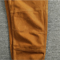 Retro Heavyweight Minimalist Workwear Pants Men's Loose Straight Leg Casual 100% Cotton Twill Woven 3D Stand Cut Tapered Pants