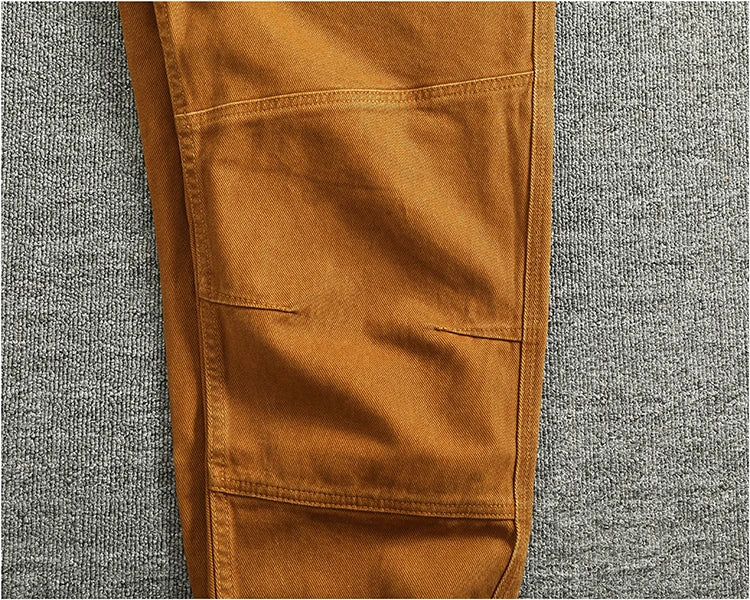 Retro Heavyweight Minimalist Workwear Pants Men's Loose Straight Leg Casual 100% Cotton Twill Woven 3D Stand Cut Tapered Pants