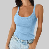 Y2K Slim Tank Tops Summer Lady Backless Solid Color Stretch Streetweaer Vests SSFZC-2501