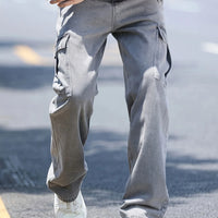 Men's multi pocket denim work pants straight leg denim pants