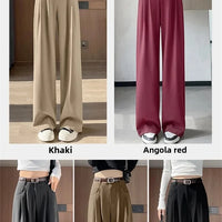 High Waist Slim Fit Straight Leg Suit Pants Wide Leg Casual Trousers Women's Autumn New Arrival Red Color Business Office Wear