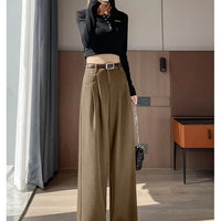 High Waist Slim Fit Straight Leg Suit Pants Wide Leg Casual Trousers Women's Autumn New Arrival Red Color Business Office Wear