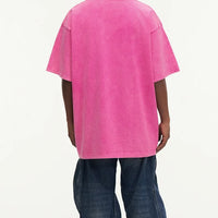 Summer men's washed T-shirt women's cotton loose round neck oversized T-shirt men's Korean Y2k top casual retro