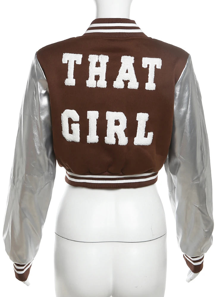 Kliou Letter Shape Patchwork Coats Women Casual Classic Panelled Long Sleeve Single Breasted Croped Jacket Female Street Outwear