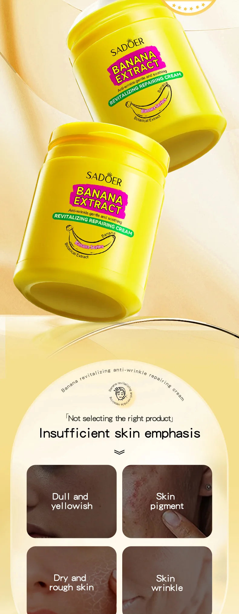 SADOER Banana Skin Brightening Cream Skincare Moisturizing Facial Creams Hydrating Face Cream Beauty Skin Care Products