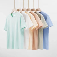 Men's 230g Heavy Cotton Short-sleeved T-shirt Men Pure Cotton Loose Solid Color Bottoming Shirt Trendy Man T-shirt Tops Clothes
