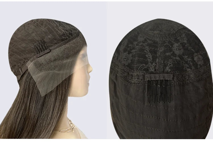 Synthetic Wig Hair Highlight Ash Blonde Straight Bob For Woman Lace Front Wig Bang Brazilian Hair Short Bob Wig