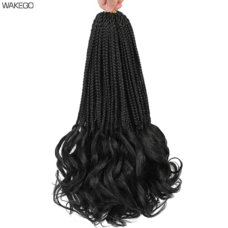 14 18 24 Inch French Curl Box Braids Crochet Hair Ombre Brown to Blonde Prelooped Synthetic French Curls Braiding Hair for Women
