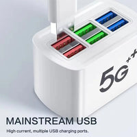 6 USB Charger Power Strip Universal Fast Charging EU/US Plug Phone Charger Adapter Electric Socket Extension Cable Table Socket