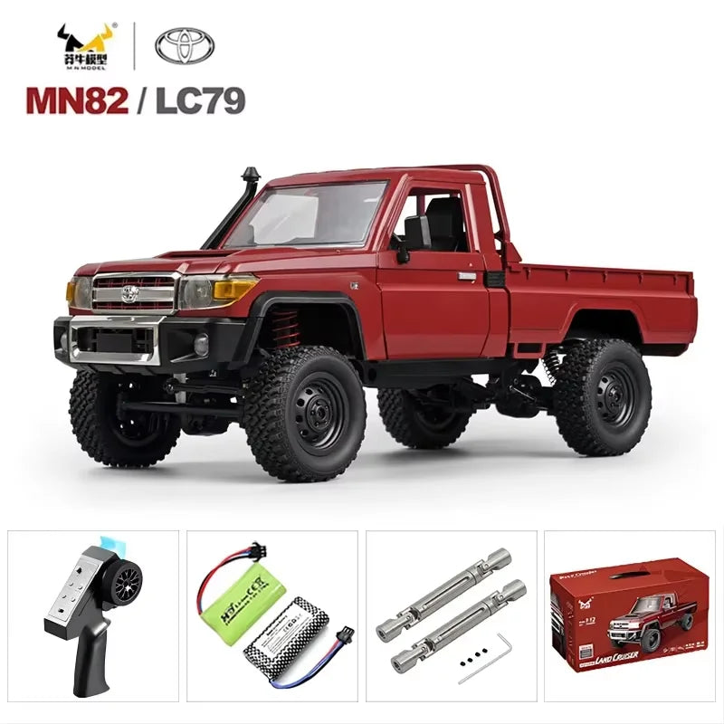 Rc Car MN82 1:12 Retro with LED Lights, Full Scale Analog LC79, Professional Four-wheel Drive Truck, Toy Truck Model RC