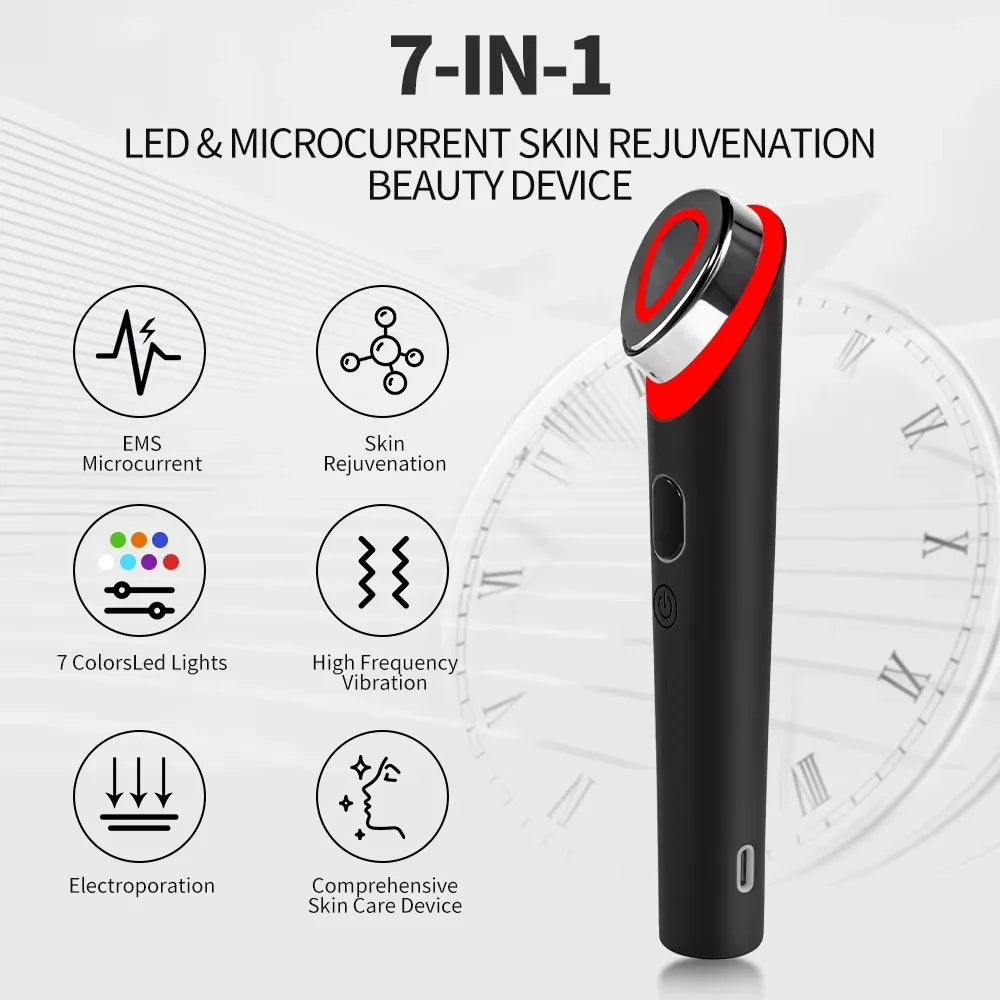 7 Colors Age-R Booster Pro Facial Skin Care Anti Wrinkle Beauty Device EMS Microcurrent Lift Massager Home Use Beauty Skin Care