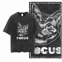 COOLMIND DB cat Printed Cotton Acid Washed Exclusive Graphic Unisex T Shirt Cool Streetwear Men Tshirts Big Size Tee for men