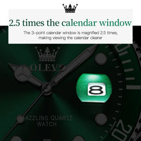 OLEVS 5885 Top Brand Classic Men's Quartz Watch Luminous Hands Calendar Display Stainless Steel Strap Waterproof Men's Watch
