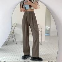 High Waist Draped Suit Pants for plus Size Women Spring Autumn Design Sensation Floor Length Casual Straight Wide Leg Long Pants