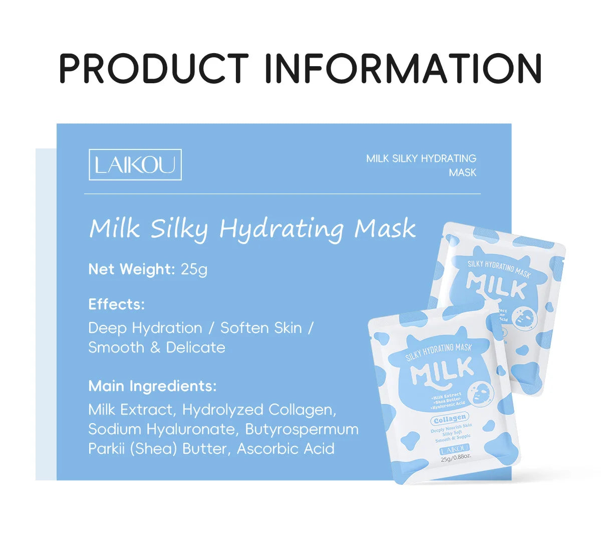 LAIKOU Milk Facial  Face Mask Shrink Pores Deep Hydrating Overnight Mask Moisturizing  Brightening Face Skin Care