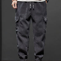 Spring Autumn New Style Elastic Waist Casual Pants for Men Stretch Straight Drawstring Harem Jogging Sports Long Pants Male