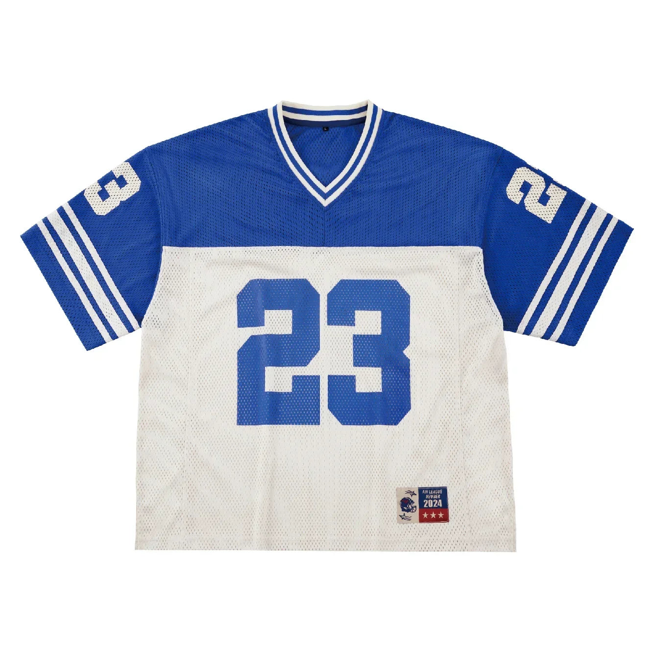 European and American Men's and Women's Football Enthusiasts Fashionable V-neck Short Sleeved T-shirt Retro Rugby Football Tops