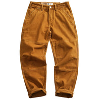 Retro Heavyweight Minimalist Workwear Pants Men's Loose Straight Leg Casual 100% Cotton Twill Woven 3D Stand Cut Tapered Pants