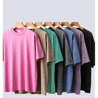Summer men's washed T-shirt women's cotton loose round neck oversized T-shirt men's Korean Y2k top casual retro