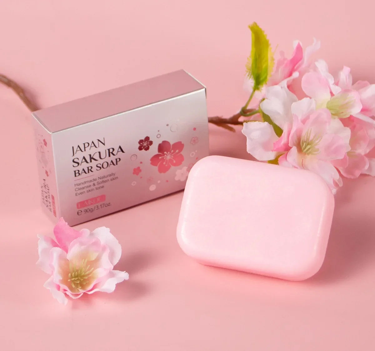 Laikou Sakura Handmade Facial Soap Cleans Skin Shower And Removes Bacteria 99.9% Travel Be Carried For Adults And Children 90g