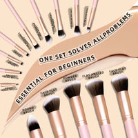 Set of 25 professional makeup tools, including makeup brushes, eyebrow trimmers, plush bags, powder puffs, sponge balls